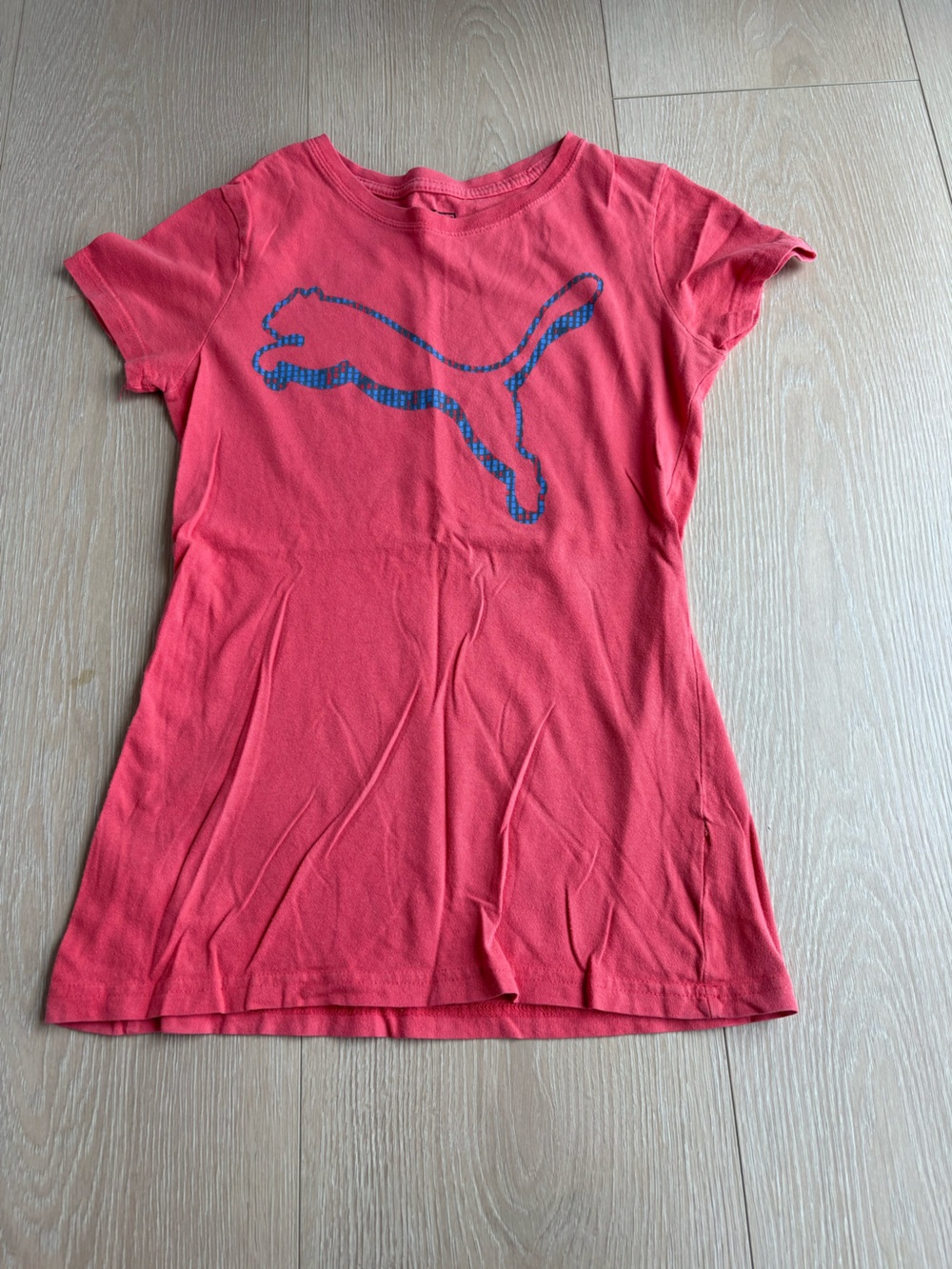 Puma women Coral Pink Tee with Blue Logo